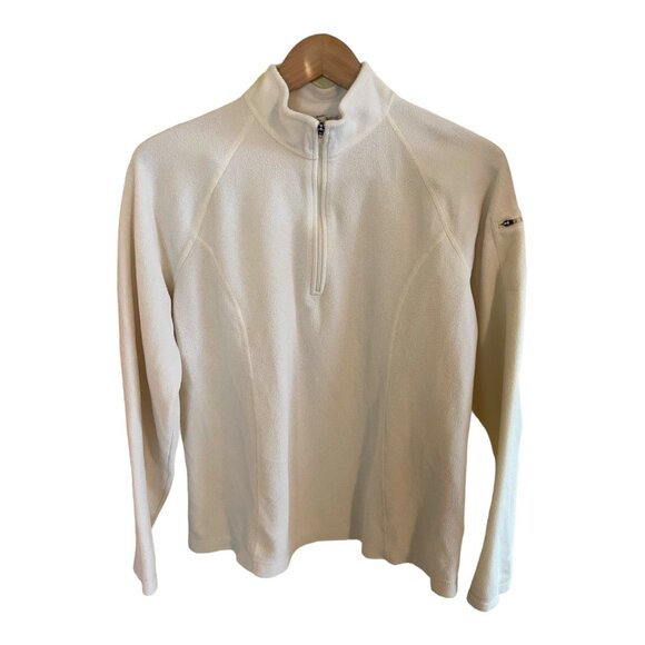 L.L. Bean Large White Pullover Top 1/4 Zip Fleece Cozy Gorpcore Outdoor - Picture 2 of 13